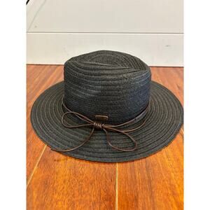 FRYE Black Paperbraid Wide Brim Fedora Hat 2DJAP Womens OS NWT